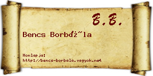 Bencs Borbála névjegykártya